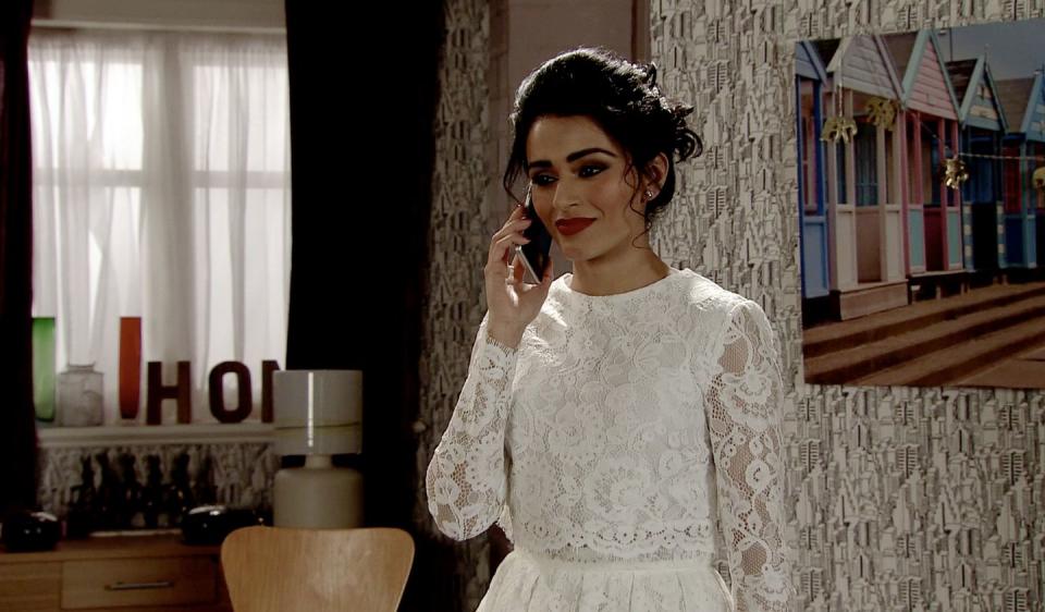 Monday, March 18: Rana is also in her wedding dress