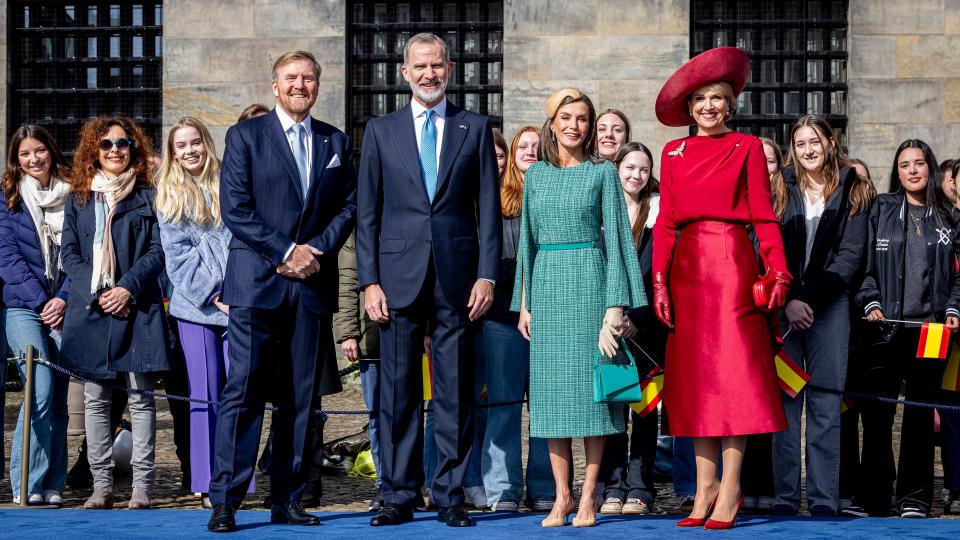 King Willem-Alexander and Queen Maxima of The Netherlands welcome King Felipe and Queen Letizia of Spain with an official welcome ceremony 