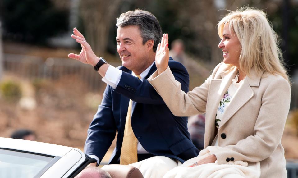 Attorney General Steve Marshall rides in the inauguration parade in Montgomery, Ala. on Monday January 16, 2023.