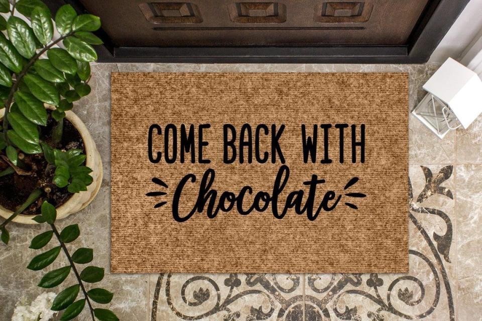 Come Back with Chocolate Door Mat