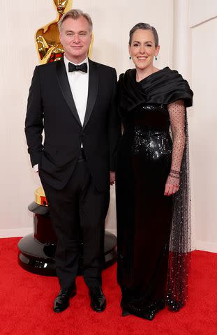 <p>Mike Coppola/Getty</p> Christopher Nolan and Emma Thomas on March 10, 2024