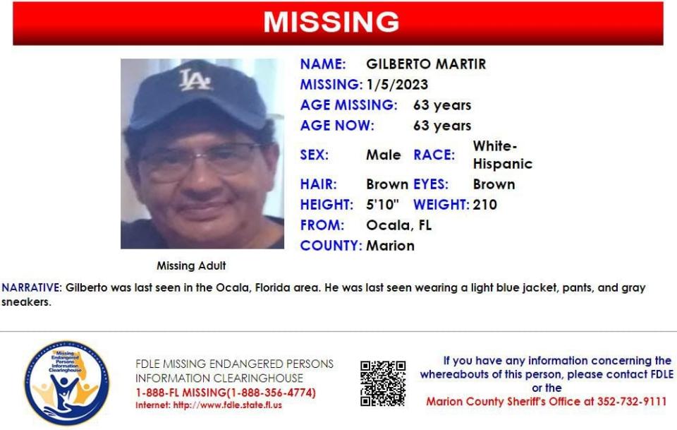 Gilberto Martir was last seen in Ocala on Jan. 5, 2023.