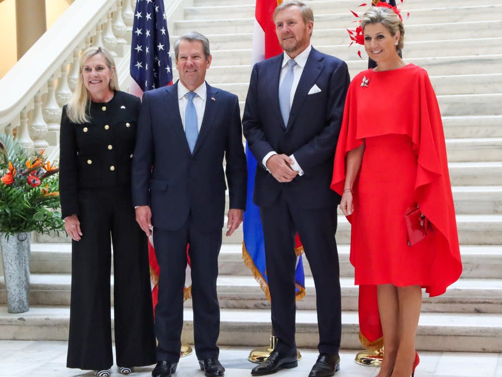 Brian Kemp und seine Frau Marty (li.) sowie König Willem Alexander und Königin Máxima im State Capitol in Atlanta. (Bild: Nykieria Chaney/Getty Images)