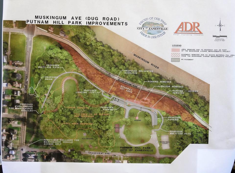 An artist rendering of work to be done on Muskingum Avenue and Putnam Hill Park with engineering firm ADR & Associates of Newark.