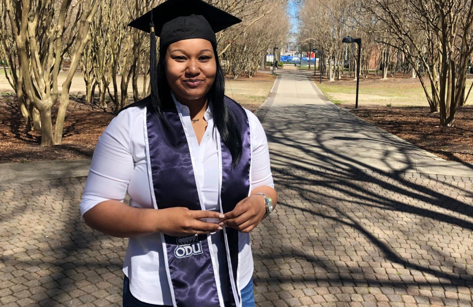 This undated photo shows Dajah Harris, in Norfolk, Va. Harris, 21, a college senior at Old Dominion University in Norfolk, Virginia, is a Democrat and no fan of Trump. But she saw the investigation as a distraction from more important things like the border wall, homelessness, college debt and welfare programs. The country should never have elected someone, she said, whose background raises such questions. (AP Photo/Ben Finley)