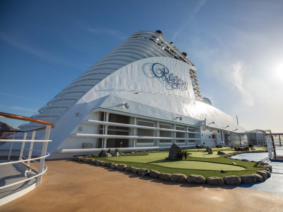 A golf deck on a Regent cruise ship.