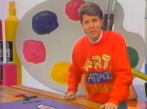 <p>Art Attack was the 90s art show where Neil Buchanan inspired kids and looked ecstatic to be working with PVA and paper mâché. (YouTube/ITV) </p>