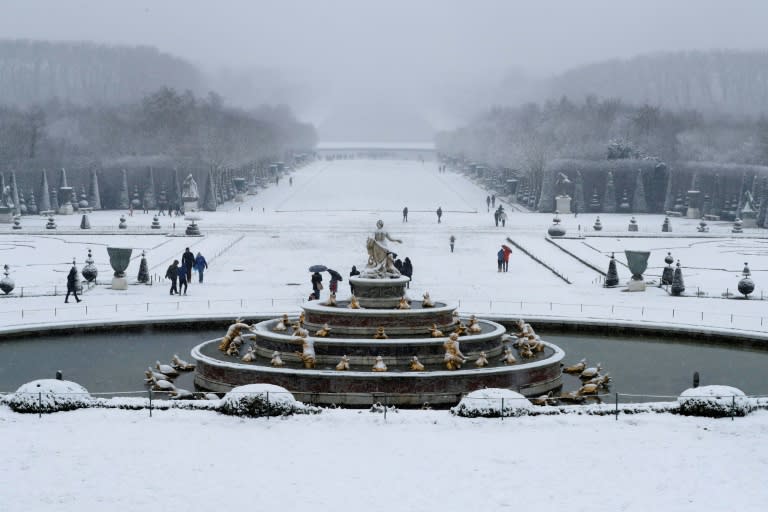 Visitors at the gardens of the Versailles Palace outside Paris on Tuesday