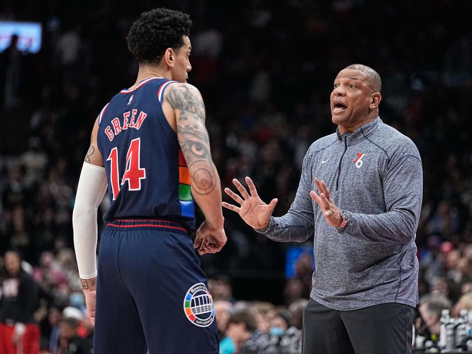 Philadelphia 76ers head coach Doc Rivers was a player in San Antonio when Gregg Popovich was the general manager. (John E. Sokolowski-USA TODAY Sports)