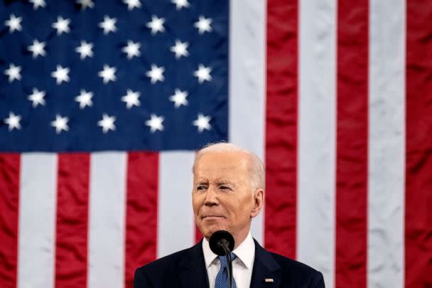 PHOTO: President Joe Biden delivers the State of the Union address during a joint session of Congress in the U.S. Capitol House Chamber on March 1, 2022 in Washington. (Pool/Getty Images, FILE)