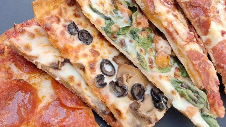Close up of pizza toppings