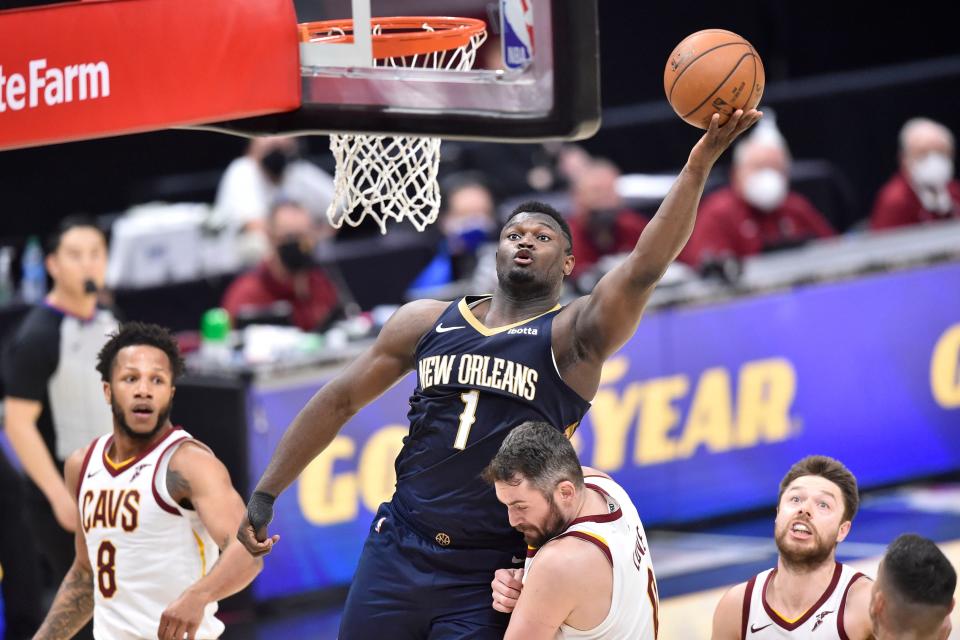 Zion Williamson (1) has averaged 25.7 points and seven rebounds per game for the Pelicans.