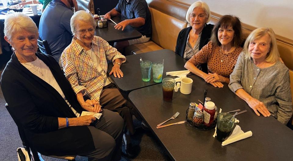 The last members of the Mary Black Memorial Hospital Auxiliary before it recently disbanded are, from left, Marlene Donna, Carolyn McKee, Toni Macarewicz, Marie Clevenger and Nancy Voronin.