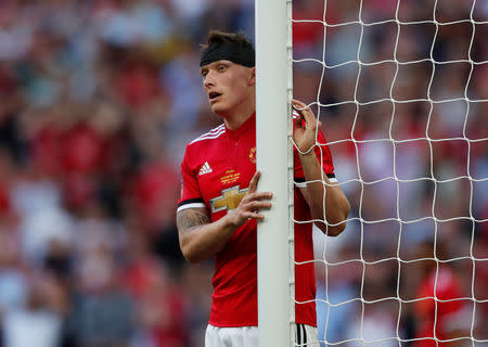 Soccer Football - FA Cup Final - Chelsea vs Manchester United - Wembley Stadium, London, Britain - May 19, 2018 Manchester United's Phil Jones looks on Action Images via Reuters/Lee Smith