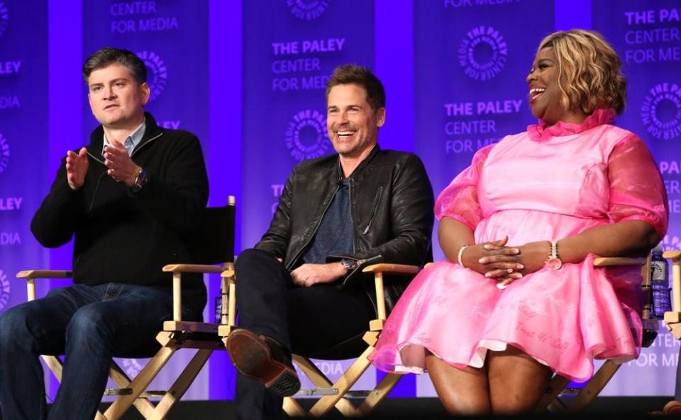 Michael Schur, Rob Lowe and Retta | Brian To for The Paley Center for Media