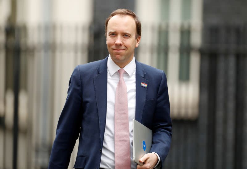 Britain's Secretary of State for Health Matt Hancock at Downing Street