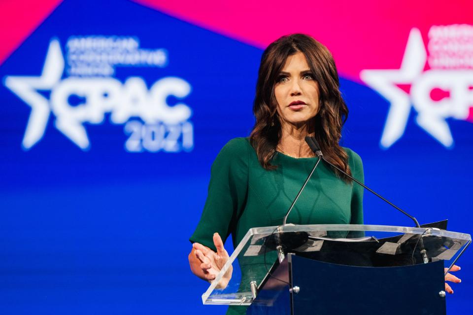 South Dakota governor Kristi Noem speaks during the Conservative Political Action Conference held at the Hilton Anatole on July 11 in Dallas, Texas.