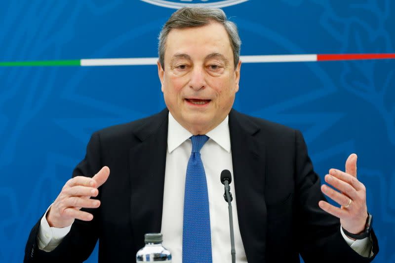 FILE PHOTO: Italy's Prime Minister Draghi holds news conference, in Rome