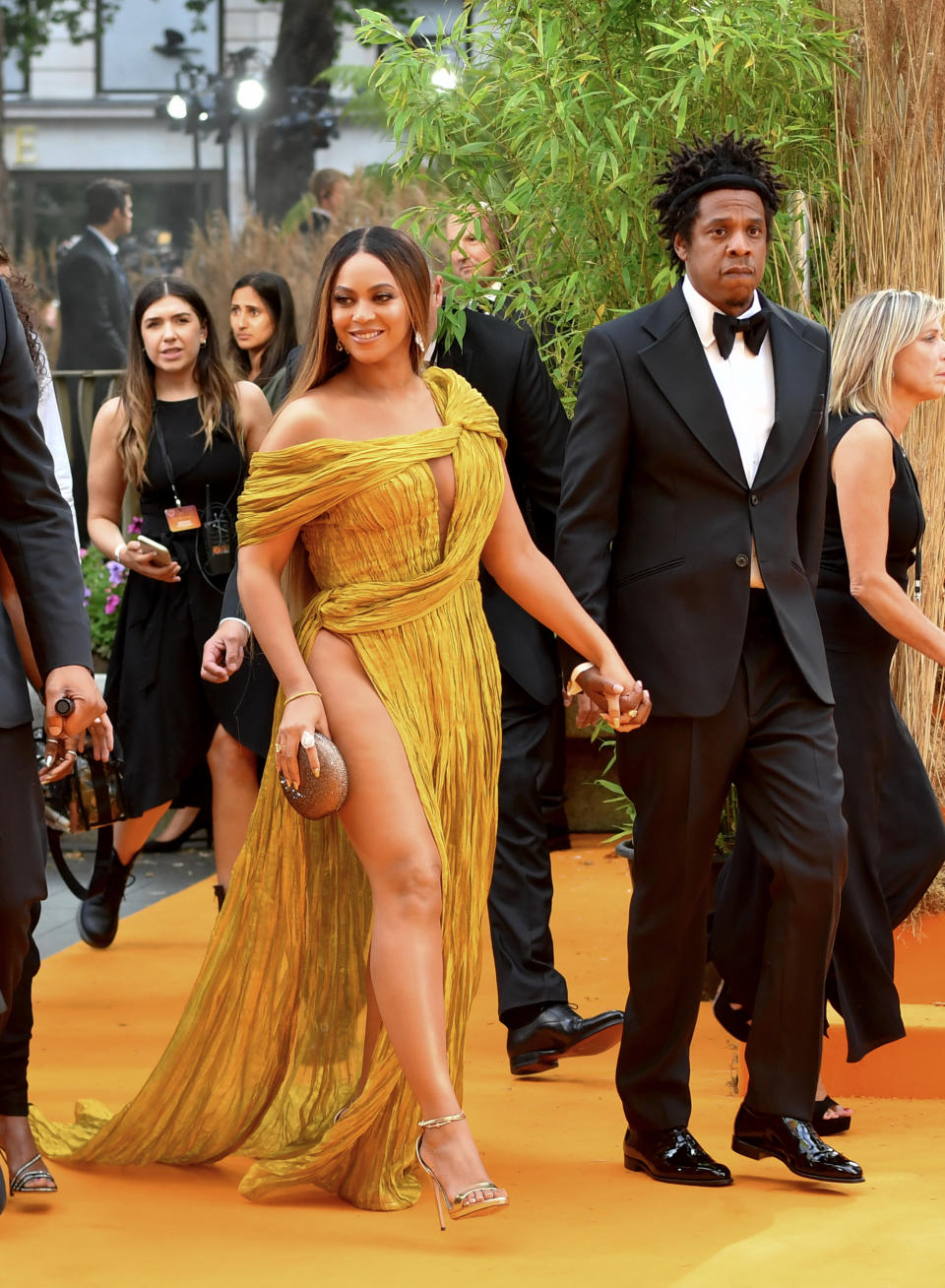 LONDON, ENGLAND - JULY 14:  Beyonce Knowles-Carter and Jay-Z attend the European Premiere of Disney's "The Lion King" at Odeon Luxe Leicester Square on July 14, 2019 in London, England. (Photo by Gareth Cattermole/Getty Images for Disney)