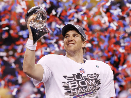 Eli Manning won’t host the Lombardi Trophy this year, but still managed a Super Bowl moment. (Reuters)