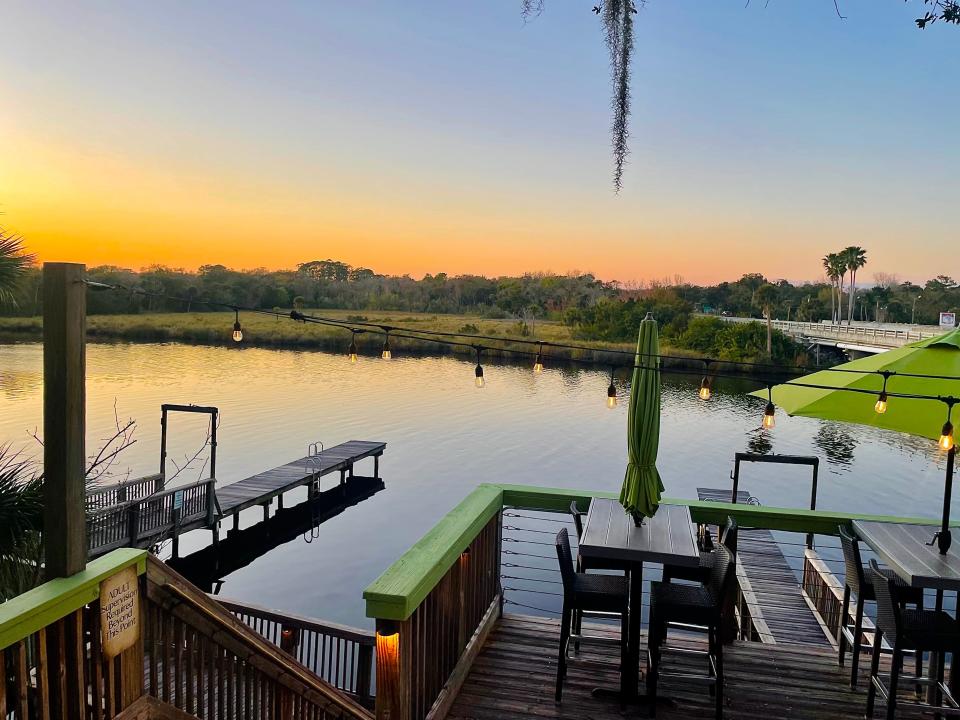 Deck waterfront views at RiverGrille on the Tomoka in Ormond Beach.