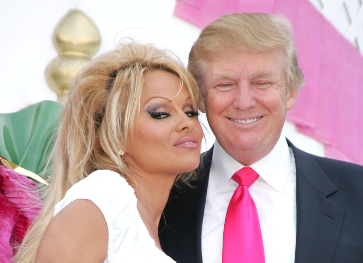 Pamela Anderson and Donald Trump (Photo by James Devaney/WireImage)