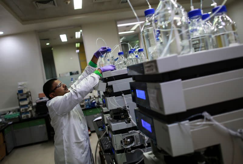 An employee works inside a laboratory at Piramal's Research Centre in Mumbai