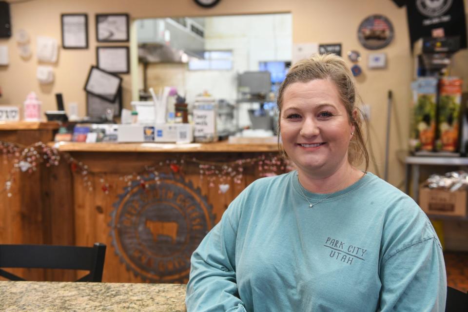 Owner Brittany Brown poses for a portrait at Deep South Cheese and Grill in Dearing, Ga., on Monday, Feb. 12, 2024. Deep South Cheese and Grill is now serving breakfast.