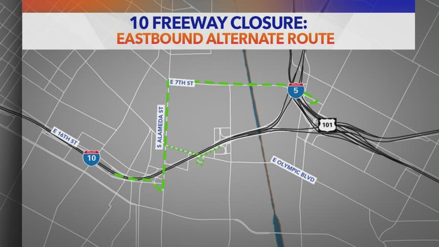Eastbound alternate routes for 10 Freeway closure (Caltrans)