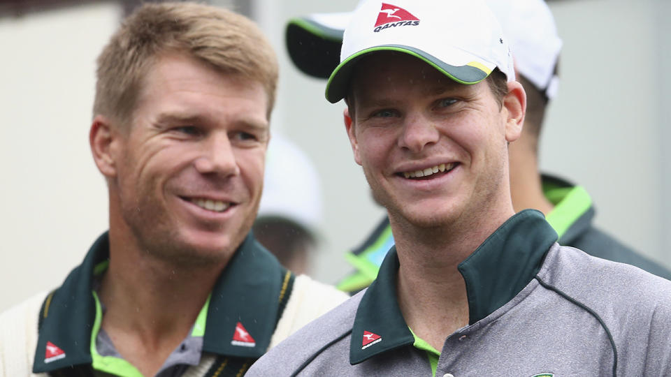 David Warner and Steve Smith. (Photo by Ryan Pierse/Getty Images)