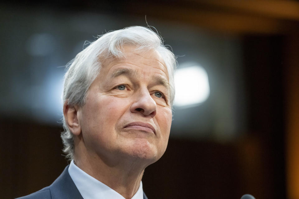 Jamie Dimon, Chairman and CEO, JPMorgan Chase & Co., listens during a Senate Banking, Housing, and Urban Affairs Committee oversight hearing to examine Wall Street firms on Capitol Hill, Wednesday, Dec. 6, 2023 in Washington. (AP Photo/Alex Brandon)