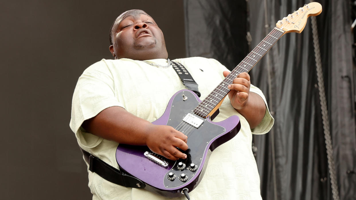  Christone "Kingfish" Ingram performs in concert during Bonnaroo Music & Arts Festival on June 16, 2023 in Manchester, Tennessee.  