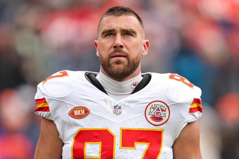 <p>Michael Owens/Getty</p> Travis Kelce