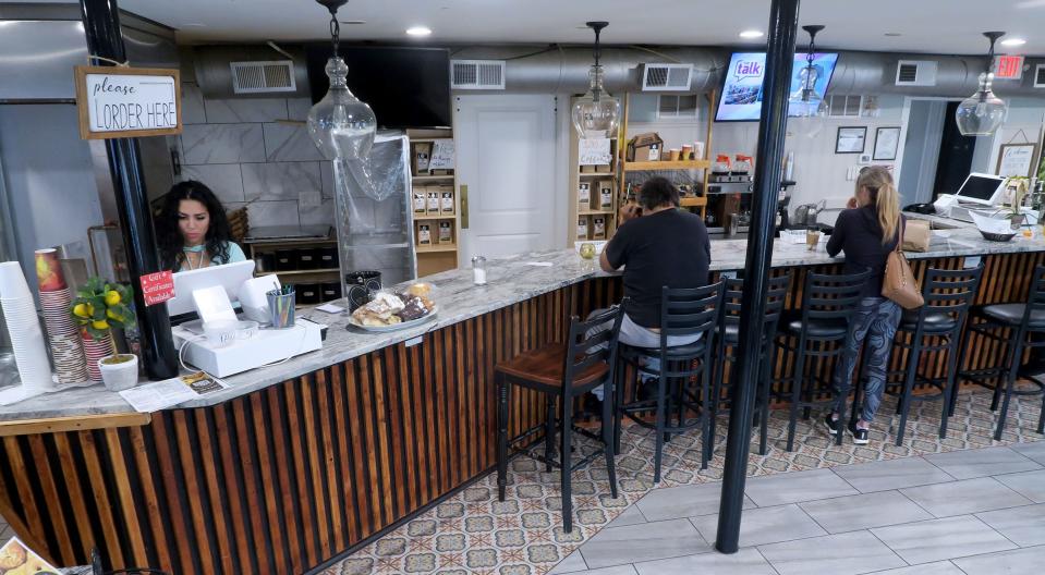 The counter seating area at Manna Bagels Cafe on Herbertsville Road in Brick Township shown Wednesday, January 4, 2023. 