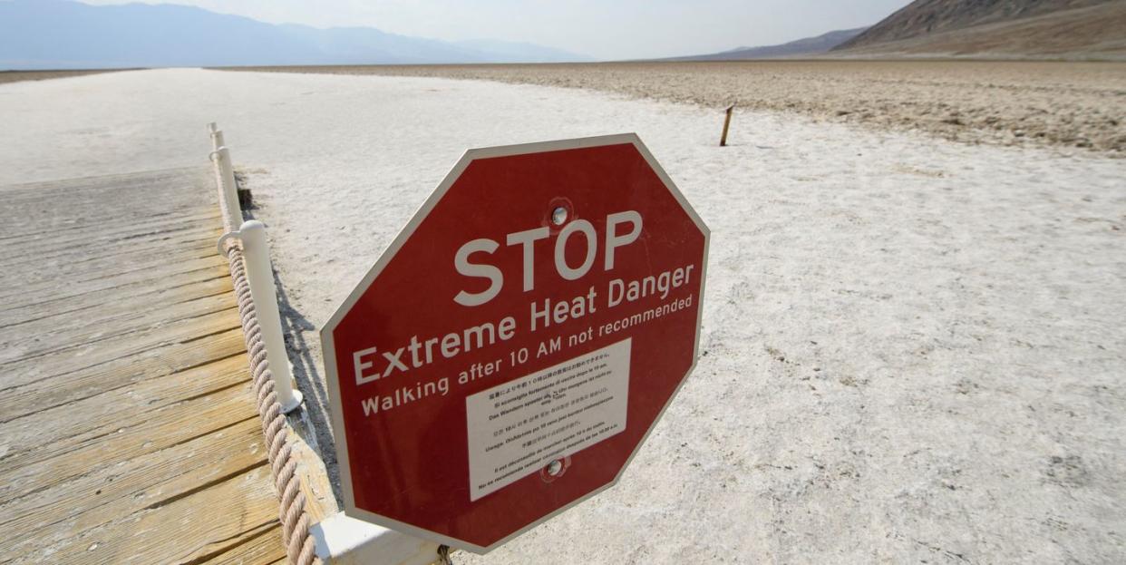 death valley hottest place on earth stop for extreme heat danger sign