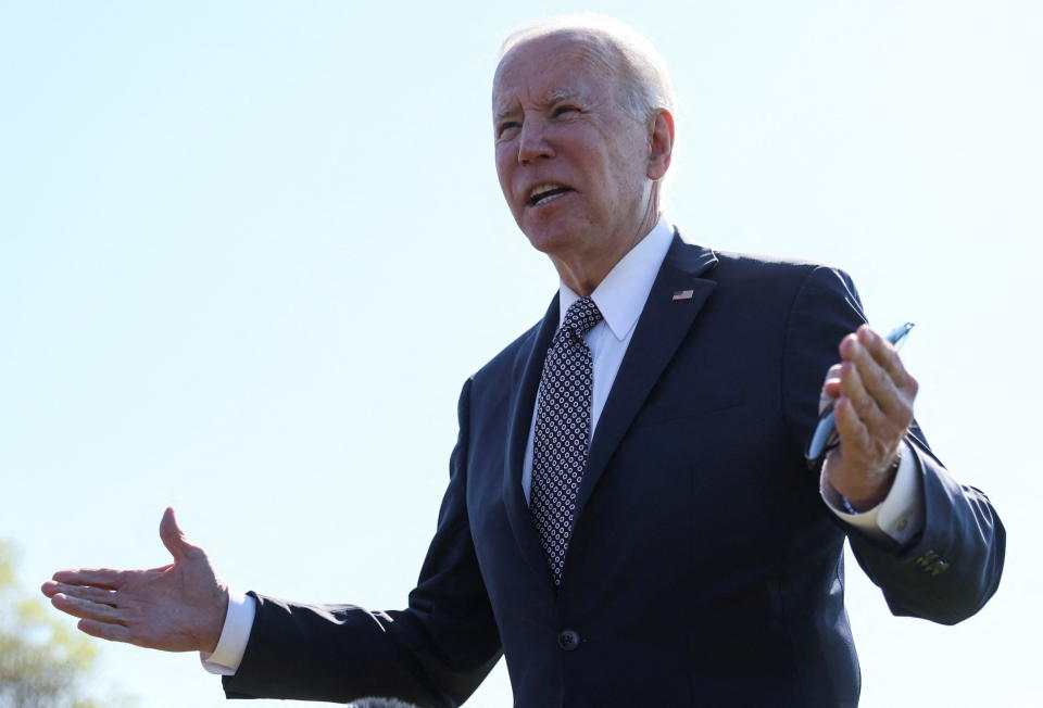 President Biden speaking to reporters.