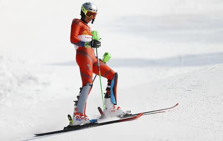 Alpine Skiing - Pyeongchang 2018 Winter Olympics - Men's Slalom - Yongpyong Alpine Centre - Pyeongchang, South Korea - February 22, 2018 - Henrik Kristoffersen of Norway reacts. REUTERS/Dominic Ebenbichler