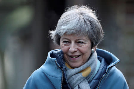 Britain's Prime Minister Theresa May leaves church, near High Wycombe, Britain, January 20, 2019. REUTERS/Hannah McKay