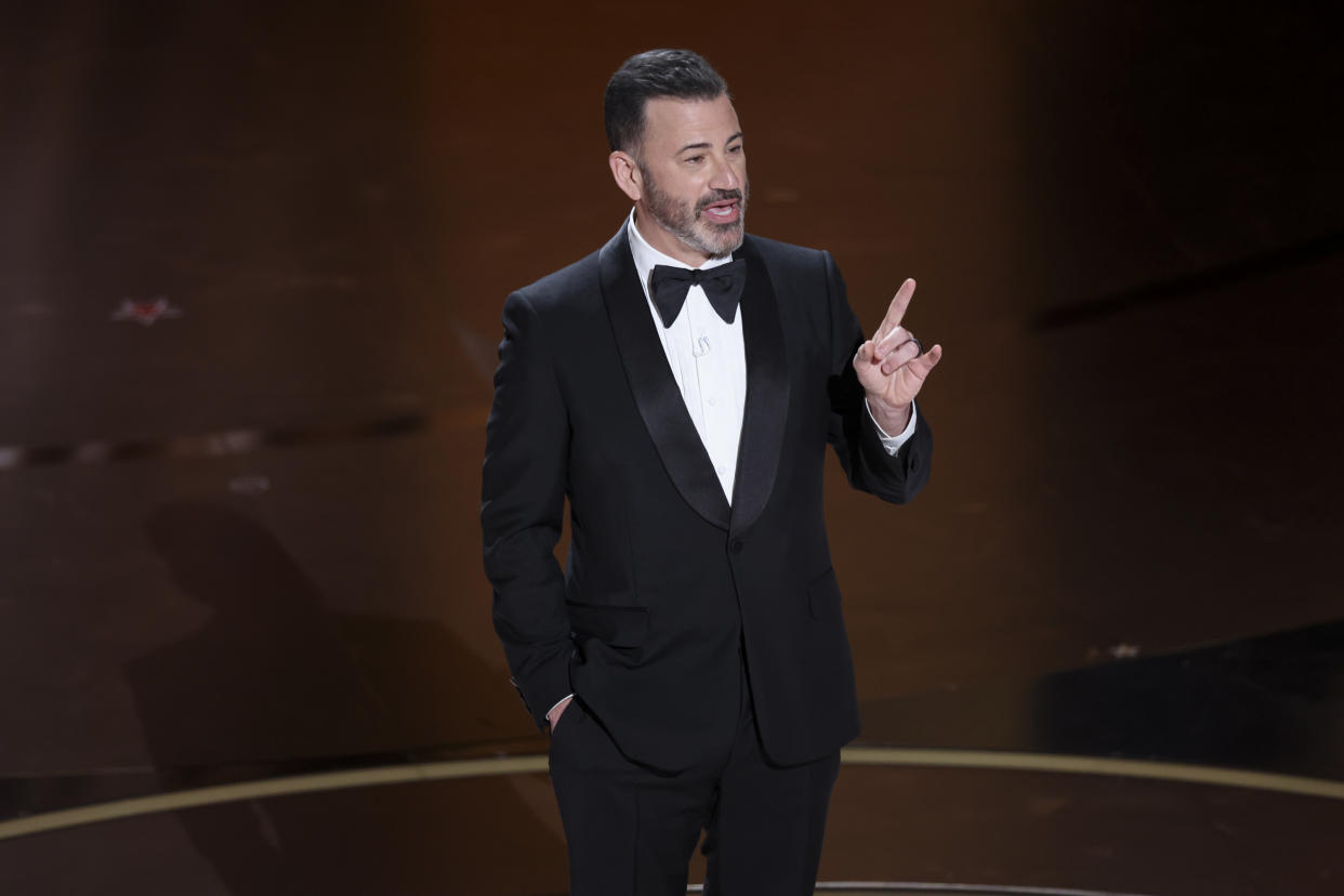 Jimmy Kimmel hosts the 96th annual Oscars in 2024 in Los Angeles. 