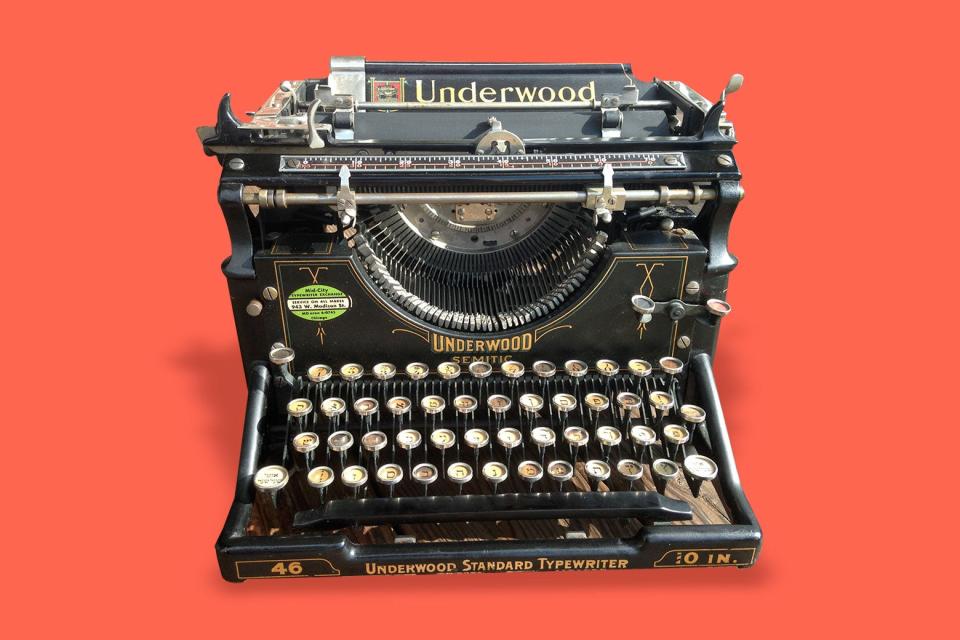 The Underwood is rectangular and quite tall and deep. The symbols on the keys are 