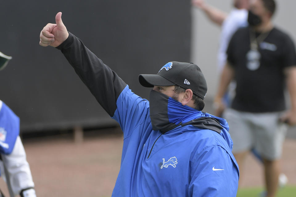 Detroit Lions head coach Matt Patricia got out of Atlanta with a win he needed badly. (AP Photo/Phelan M. Ebenhack)