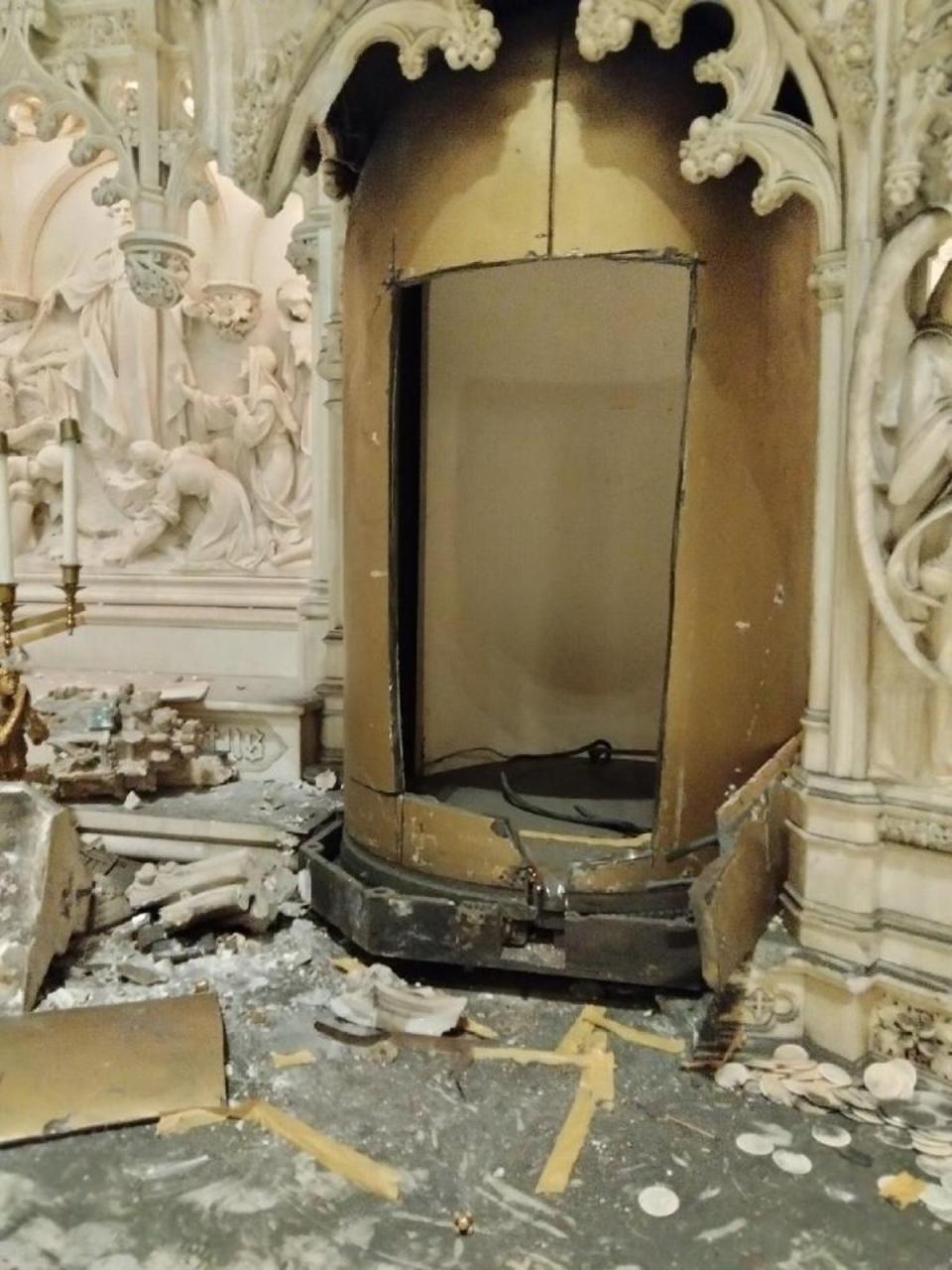 Thieves sawed the tabernacle off the church’s alter. (Diocese of Brooklyn)