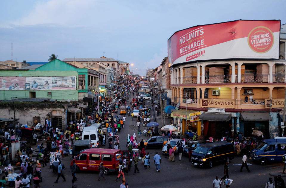 Adum market at nightfall in Kumasi, Ghana. (Photo: Francis Kokoroko/Reuters)