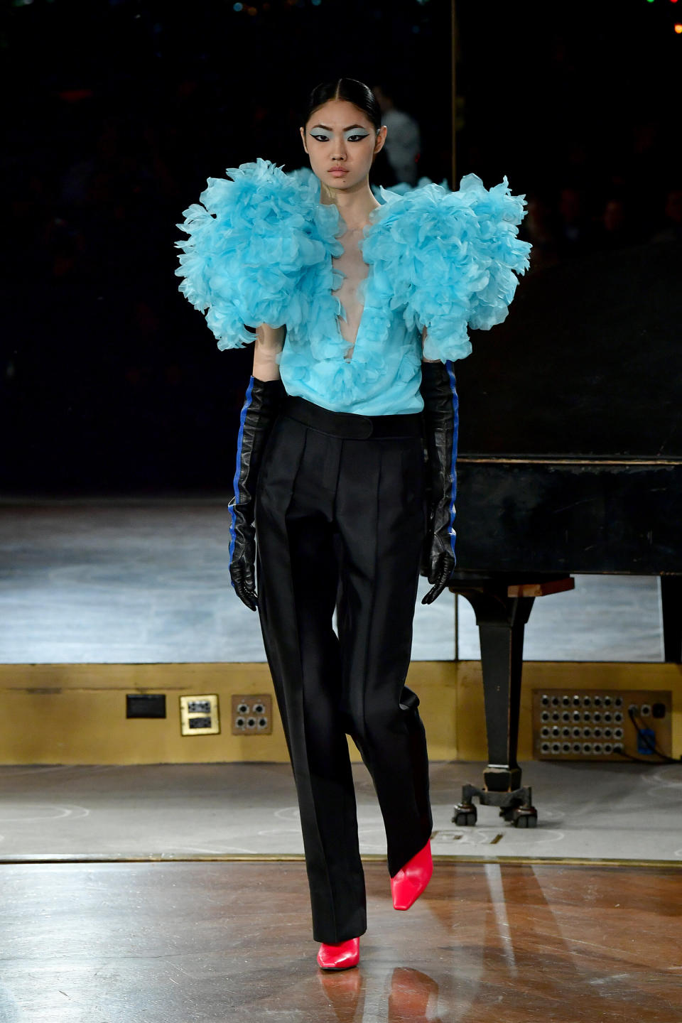A model walks the runway during the Prabal Gurung show at New York Fashion Week on Feb. 11.
