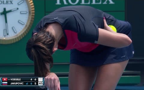 Dalila Jakupovic was forced to retire during her qualifying match due to a coughing fit caused by the smoke