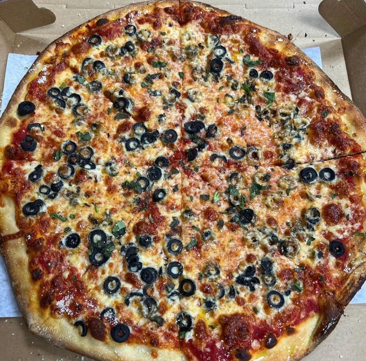 A black olive pie from Tramonto's Pizza in Ocean Township.