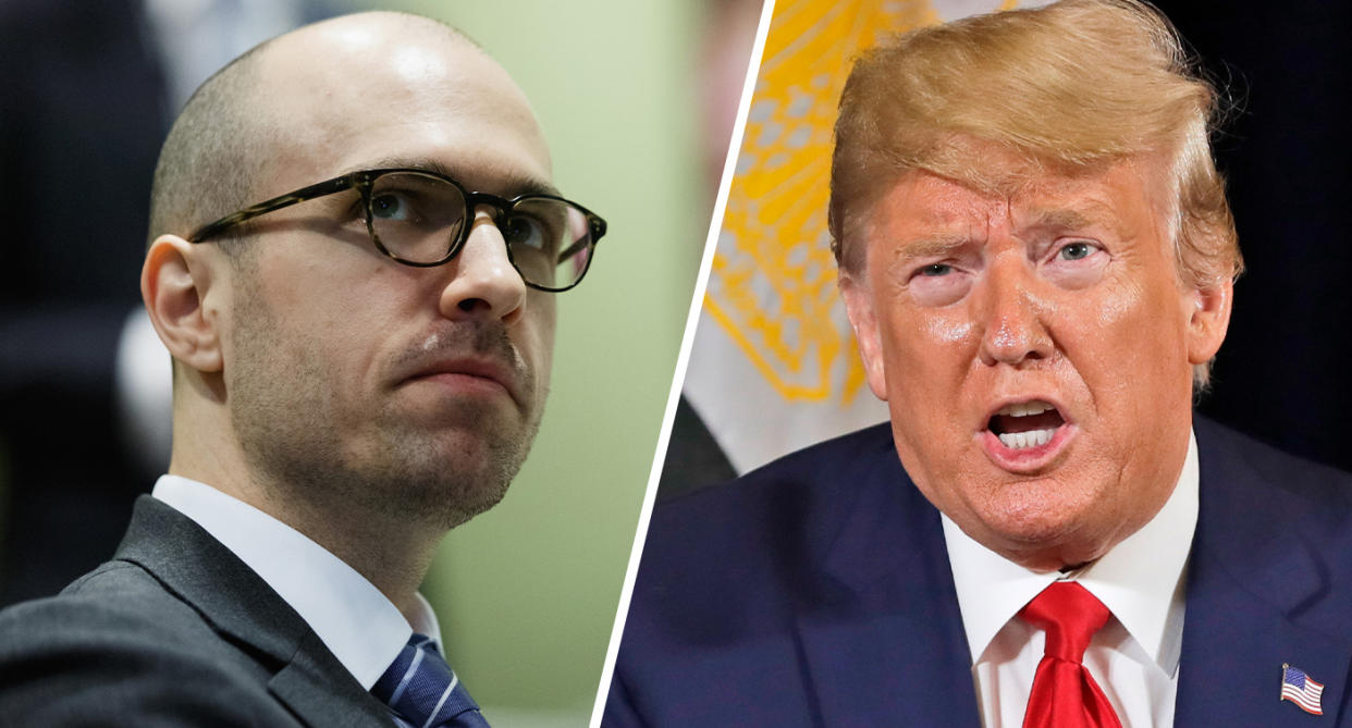 A.G. Sulzberger and President Donald Trump. (Photos: Michael Cohen/Getty Images for The New York Times - Evan Vucci/AP)