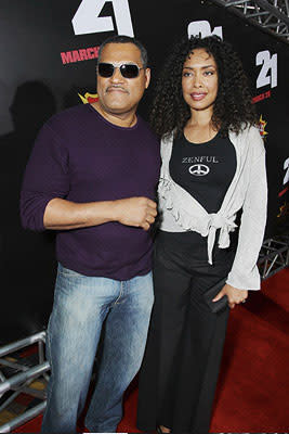 Laurence Fishburne and Gina Torres at the Las Vegas premiere of Columbia Pictures' 21