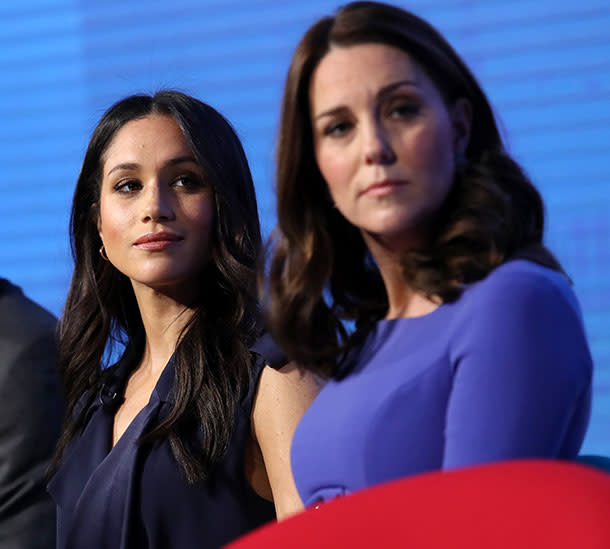 Claims that Meghan and Kate are a loggerheads are rife amongst palace staff, with the feud being blamed for the Duke and Duchess of Sussex’s impending move from Kensington Palace to Frogmore Cottage. Photo: Getty Images