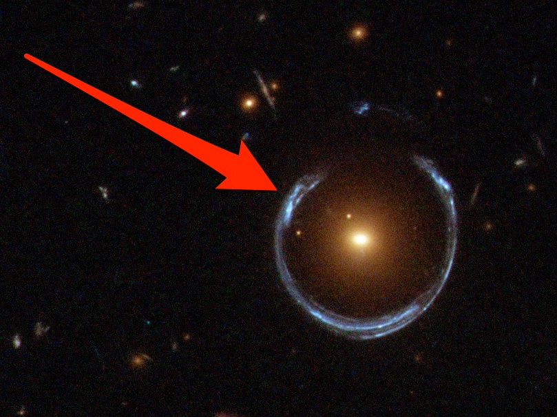 gravitational lens galaxy labelled esa hubble nasa